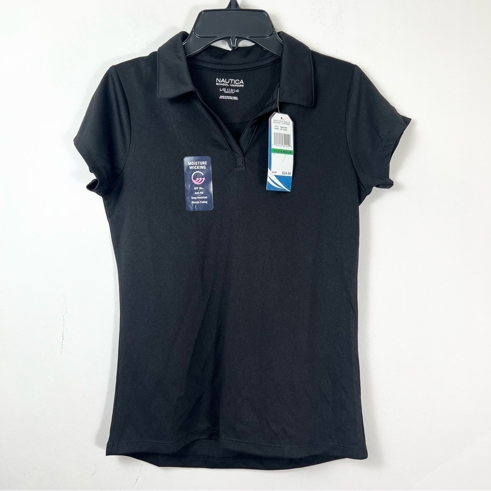 Girls Nautica School Uniform Polo Shirt in Black Size Large 12/14